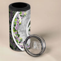 Piko Hawaii 4 in 1 Can Cooler Tumbler Polynesian Pattern With Maile Pikake Honohono Lei