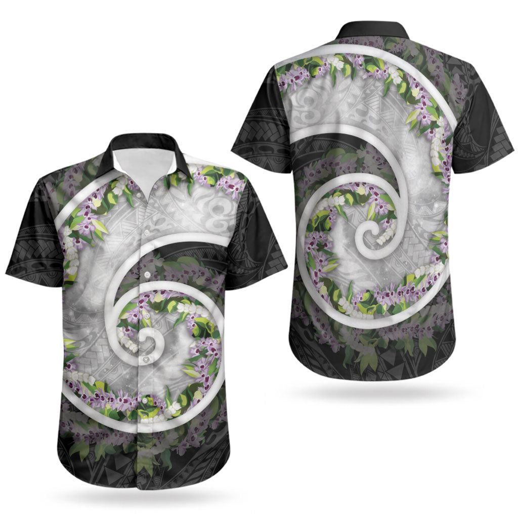 Piko Hawaii Couples Matching Short Sleeve Bodycon Dress and Hawaiian Shirt Polynesian Pattern With Maile Pikake Honohono Lei