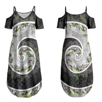 Piko Hawaii Couples Matching Summer Maxi Dress and Long Sleeve Button Shirt Polynesian Pattern With Maile Pikake Honohono Lei