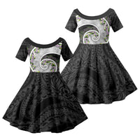 Piko Hawaii Family Matching Off Shoulder Maxi Dress and Hawaiian Shirt Polynesian Pattern With Maile Pikake Honohono Lei