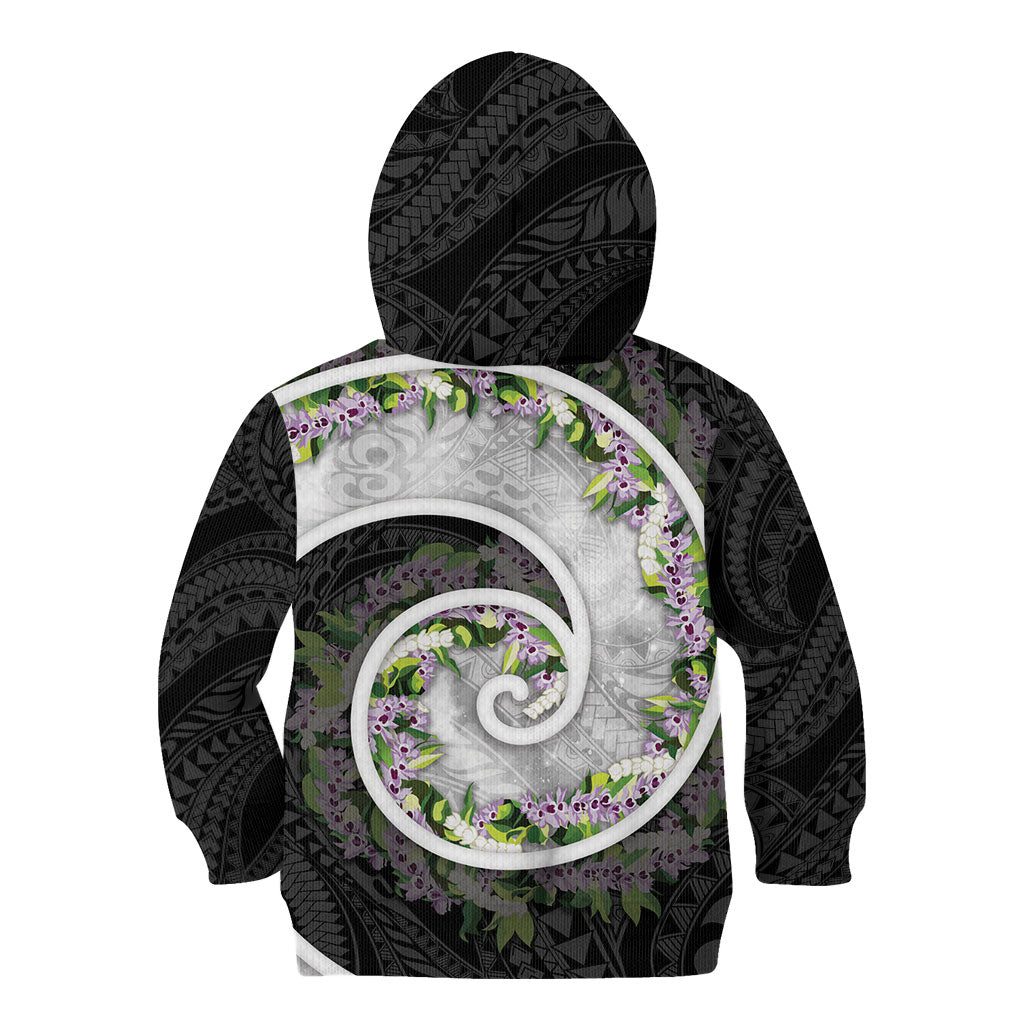 Piko Hawaii Kid Hoodie Polynesian Pattern With Maile Pikake Honohono Lei