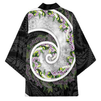 Piko Hawaii Kimono Polynesian Pattern With Maile Pikake Honohono Lei