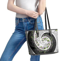 Piko Hawaii Leather Tote Bag Polynesian Pattern With Maile Pikake Honohono Lei