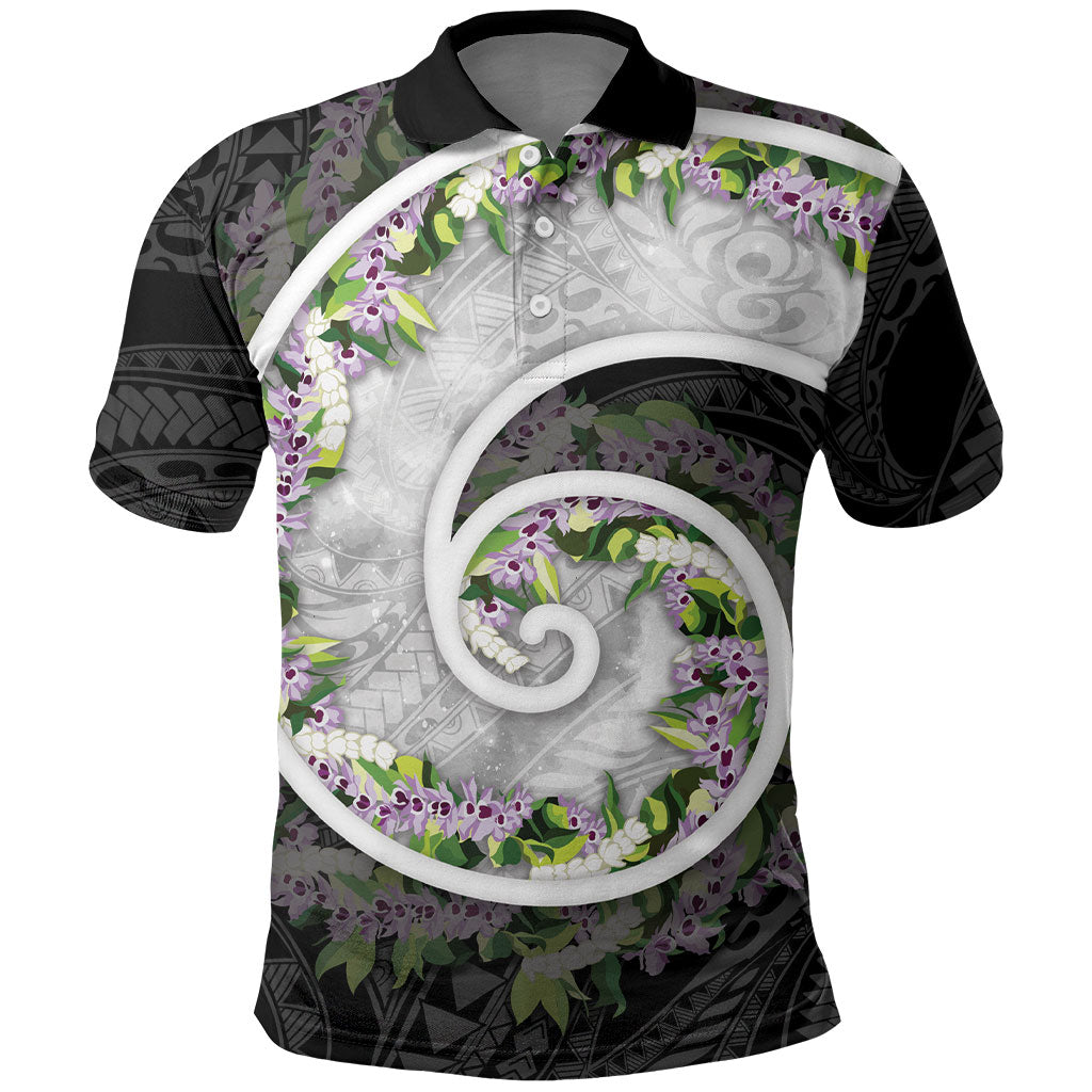 Piko Hawaii Polo Shirt Polynesian Pattern With Maile Pikake Honohono Lei