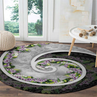 Piko Hawaii Round Carpet Polynesian Pattern With Maile Pikake Honohono Lei