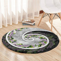 Piko Hawaii Round Carpet Polynesian Pattern With Maile Pikake Honohono Lei