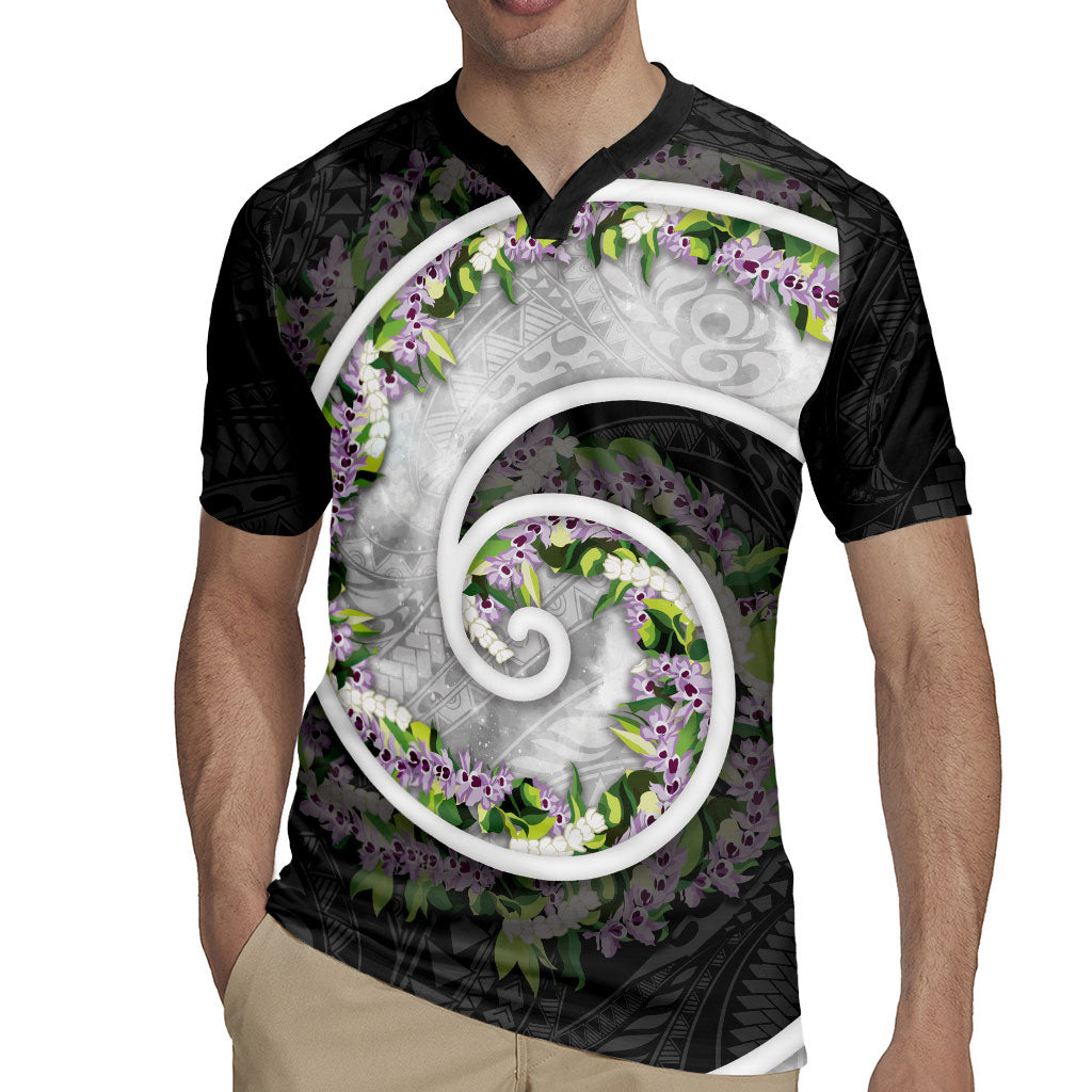 Piko Hawaii Rugby Jersey Polynesian Pattern With Maile Pikake Honohono Lei