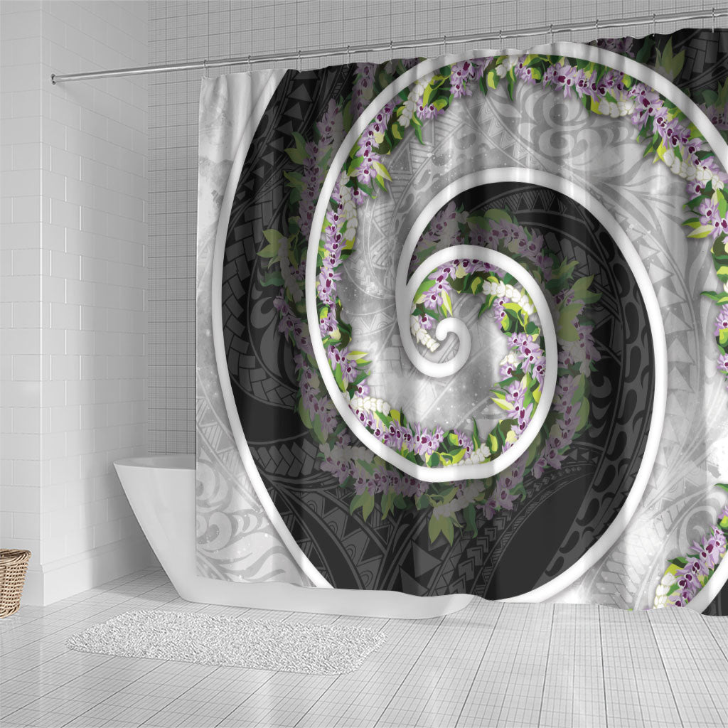 Piko Hawaii Shower Curtain Polynesian Pattern With Maile Pikake Honohono Lei