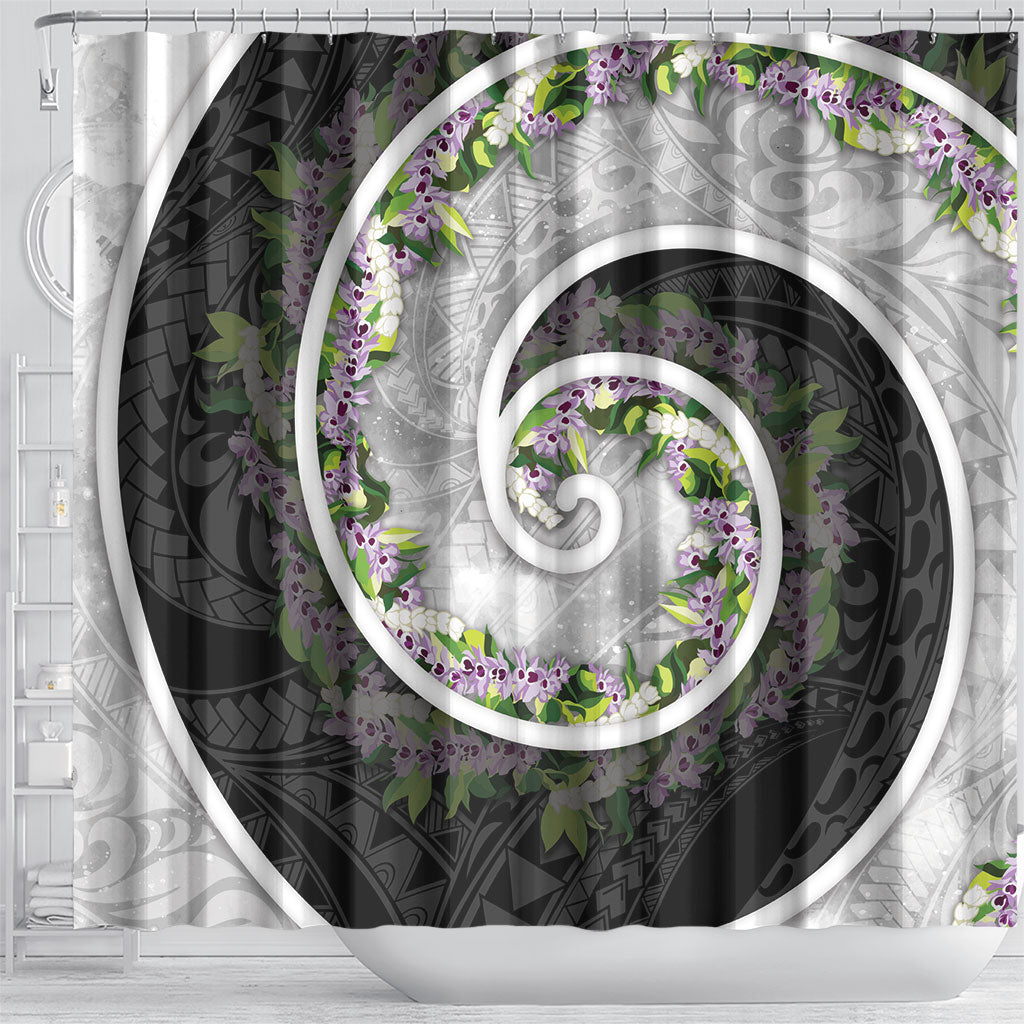 Piko Hawaii Shower Curtain Polynesian Pattern With Maile Pikake Honohono Lei