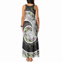 Piko Hawaii Tank Maxi Dress Polynesian Pattern With Maile Pikake Honohono Lei