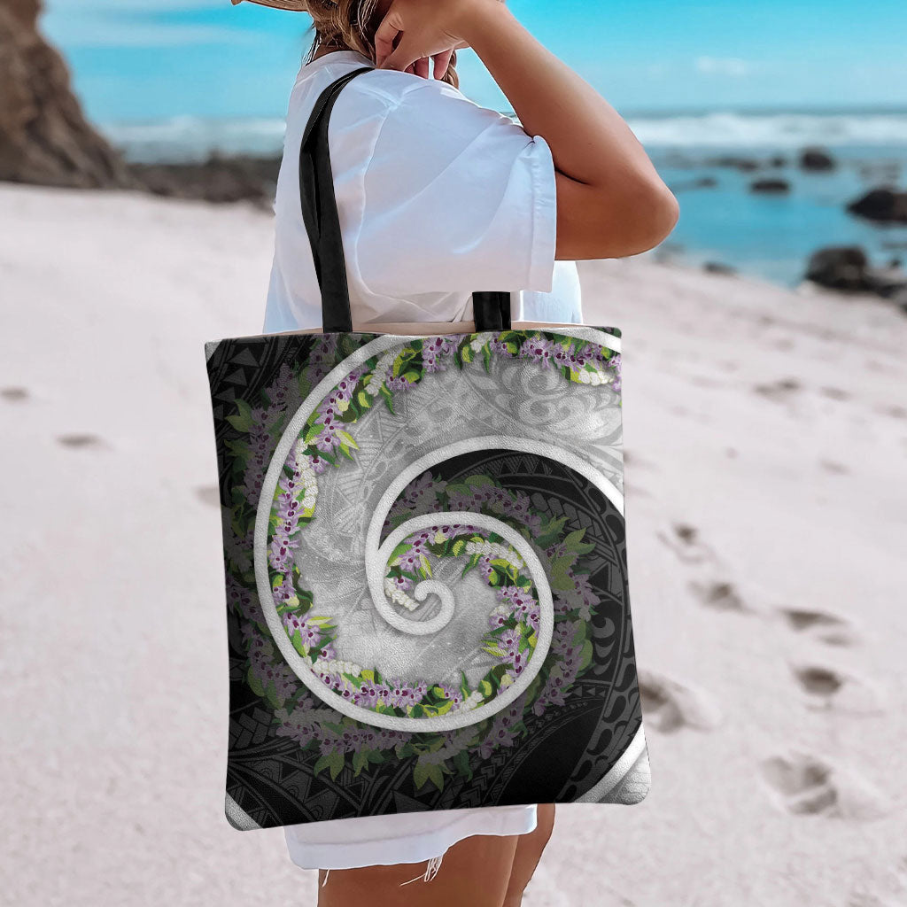 Piko Hawaii Tote Bag Polynesian Pattern With Maile Pikake Honohono Lei