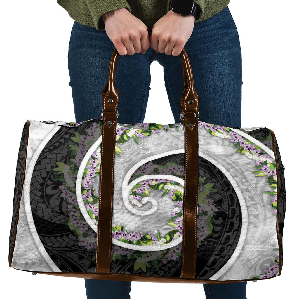 Piko Hawaii Travel Bag Polynesian Pattern With Maile Pikake Honohono Lei