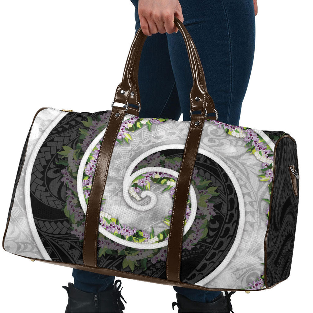 Piko Hawaii Travel Bag Polynesian Pattern With Maile Pikake Honohono Lei
