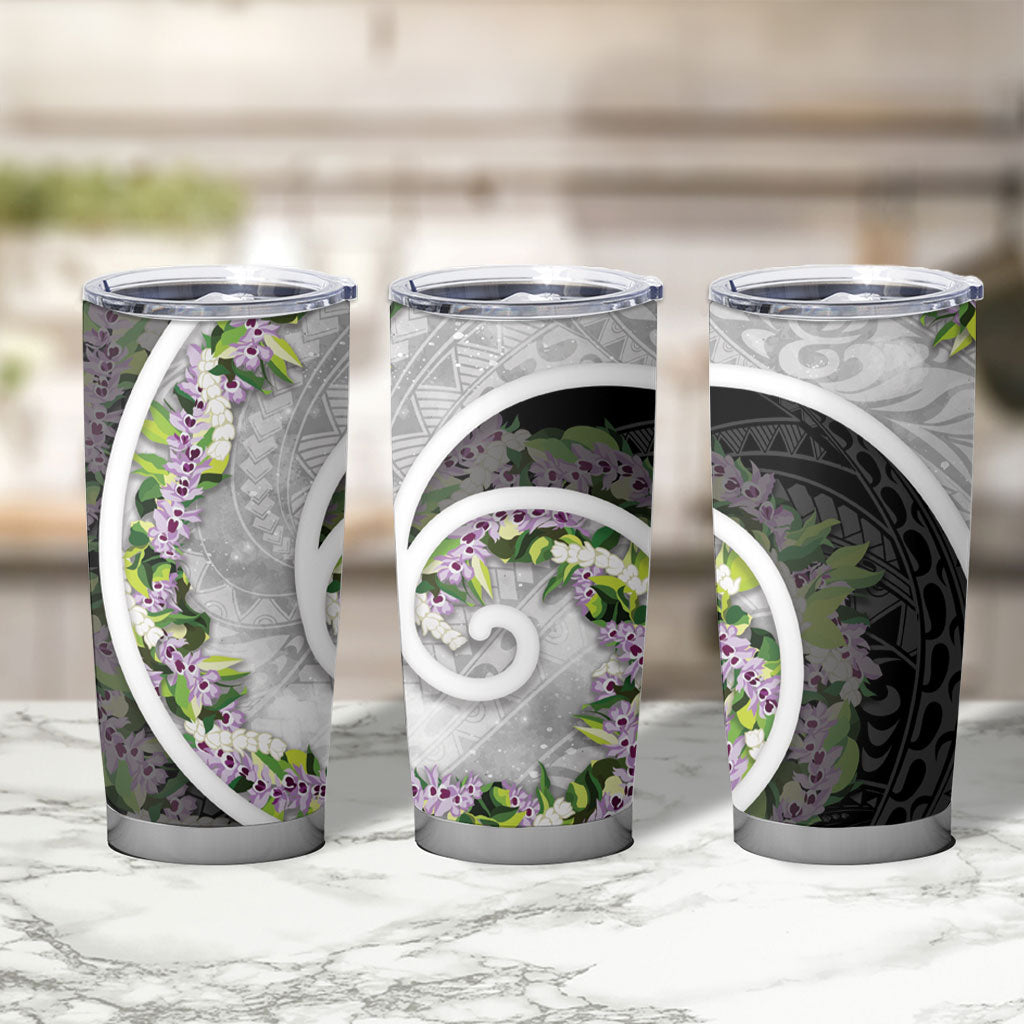 Piko Hawaii Tumbler Cup Polynesian Pattern With Maile Pikake Honohono Lei