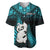 New Zealand Baseball Jersey Manaia Maori Pattern With Turquoise Fern LT05 Turquoise - Polynesian Pride