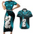 New Zealand Couples Matching Short Sleeve Bodycon Dress and Hawaiian Shirt Manaia Maori Pattern With Turquoise Fern LT05 Turquoise - Polynesian Pride