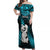 New Zealand Off Shoulder Maxi Dress Manaia Maori Pattern With Turquoise Fern LT05 Women Turquoise - Polynesian Pride