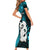 New Zealand Short Sleeve Bodycon Dress Manaia Maori Pattern With Turquoise Fern LT05 - Polynesian Pride