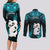 Personalized New Zealand Couples Matching Long Sleeve Bodycon Dress and Long Sleeve Button Shirts Manaia Maori Pattern With Turquoise Fern LT05 - Polynesian Pride