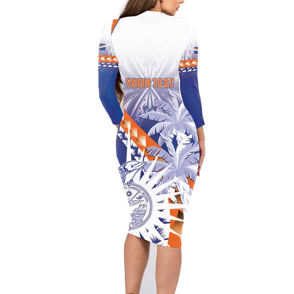 Personalised Marshall Islands Manit Day Family Matching Long Sleeve Bodycon Dress and Hawaiian Shirt Polynesian Tribal Tattoo Tropical Style