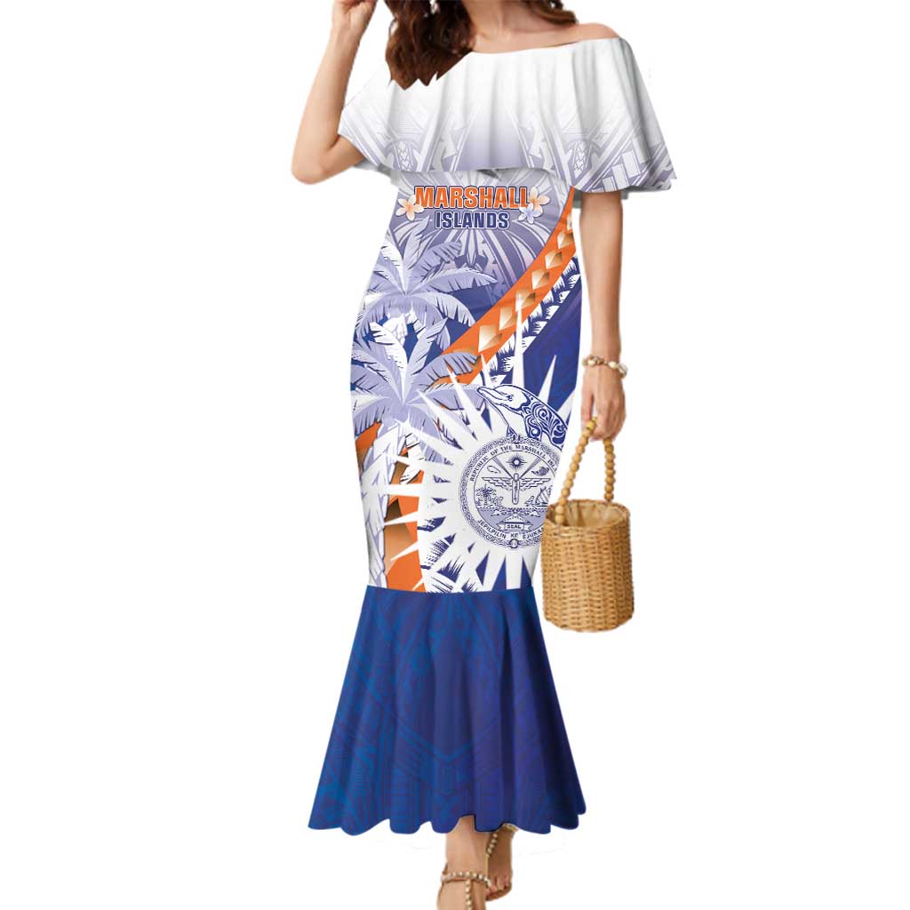 Personalised Marshall Islands Manit Day Family Matching Mermaid Dress and Hawaiian Shirt Polynesian Tribal Tattoo Tropical Style