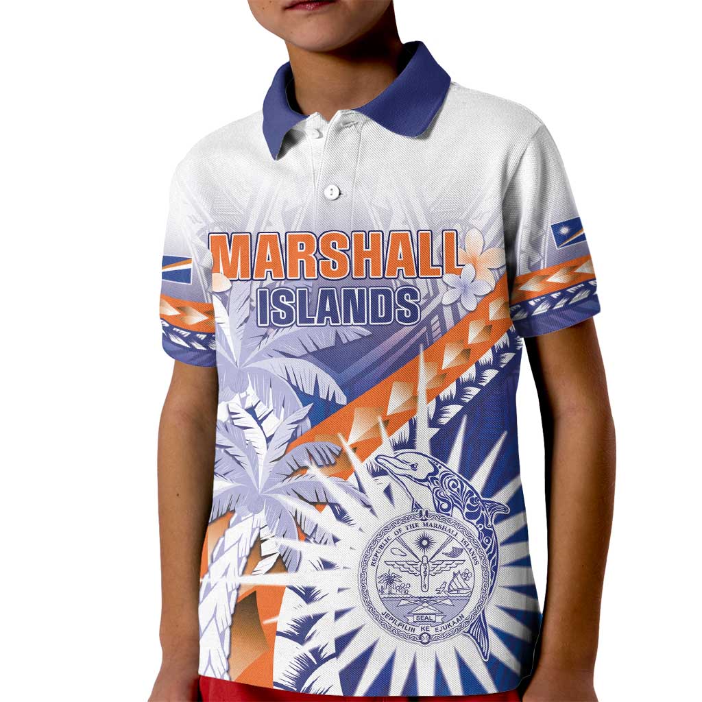 Personalised Marshall Islands Manit Day Kid Polo Shirt Polynesian Tribal Tattoo Tropical Style