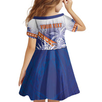 Personalised Marshall Islands Manit Day Kid Short Sleeve Dress Polynesian Tribal Tattoo Tropical Style
