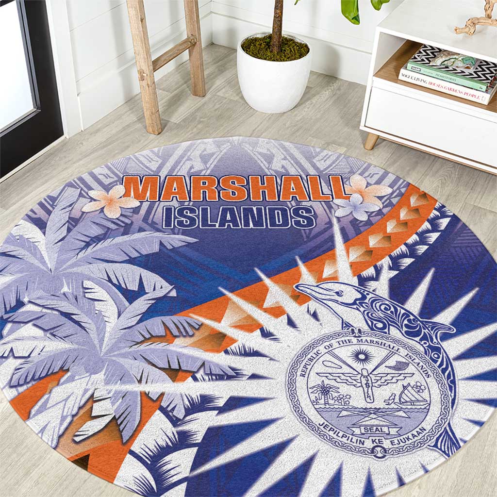 Marshall Islands Manit Day Round Carpet Polynesian Tribal Tattoo Tropical Style