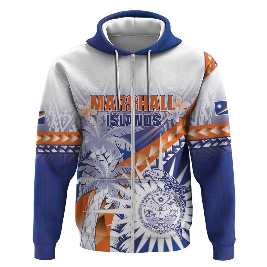 Personalised Marshall Islands Manit Day Zip Hoodie Polynesian Tribal Tattoo Tropical Style