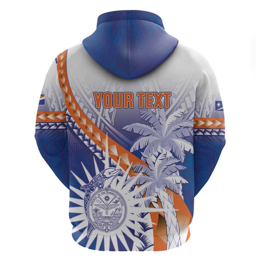 Personalised Marshall Islands Manit Day Zip Hoodie Polynesian Tribal Tattoo Tropical Style