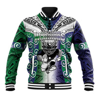 Custom New Zealand Warrior Baseball Jacket Maori Tribal Pattern LT05 Unisex Green - Polynesian Pride