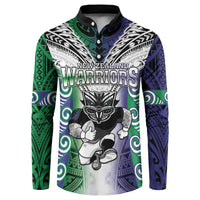 Custom New Zealand Warrior Button Sweatshirt Maori Tribal Pattern LT05 Green - Polynesian Pride