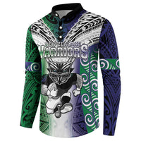 Custom New Zealand Warrior Button Sweatshirt Maori Tribal Pattern LT05 - Polynesian Pride