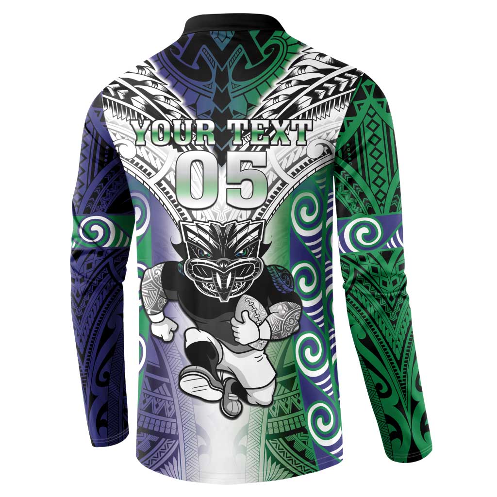Custom New Zealand Warrior Button Sweatshirt Maori Tribal Pattern LT05 - Polynesian Pride