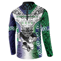 Custom New Zealand Warrior Button Sweatshirt Maori Tribal Pattern LT05 - Polynesian Pride