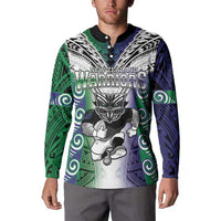 Custom New Zealand Warrior Button Sweatshirt Maori Tribal Pattern LT05 - Polynesian Pride