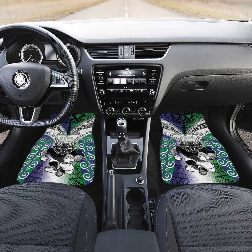 New Zealand Warrior Car Mats Maori Tribal Pattern LT05 Set 2pcs - Front Green - Polynesian Pride