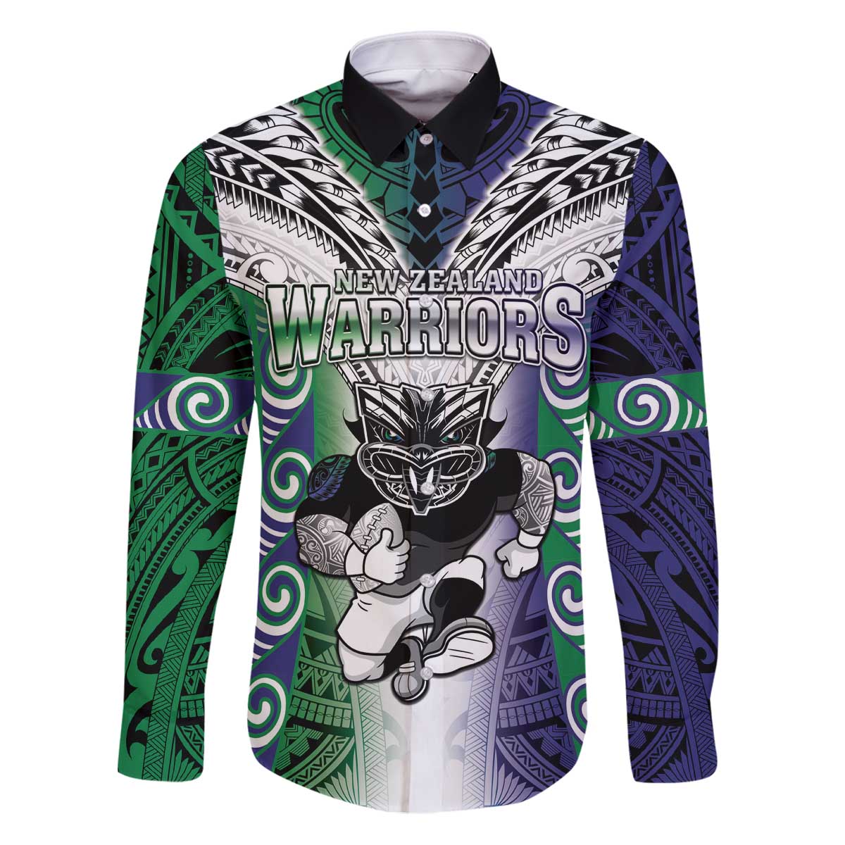 Custom New Zealand Warrior Family Matching Puletasi and Hawaiian Shirt Maori Tribal Pattern