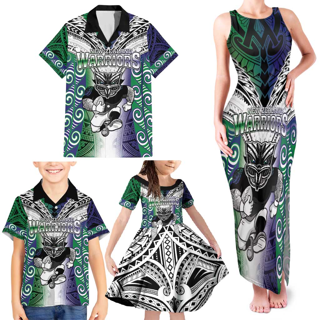 Custom New Zealand Warrior Family Matching Tank Maxi Dress and Hawaiian Shirt Maori Tribal Pattern