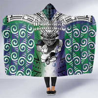 New Zealand Warrior Hooded Blanket Maori Tribal Pattern LT05 One Size Green - Polynesian Pride