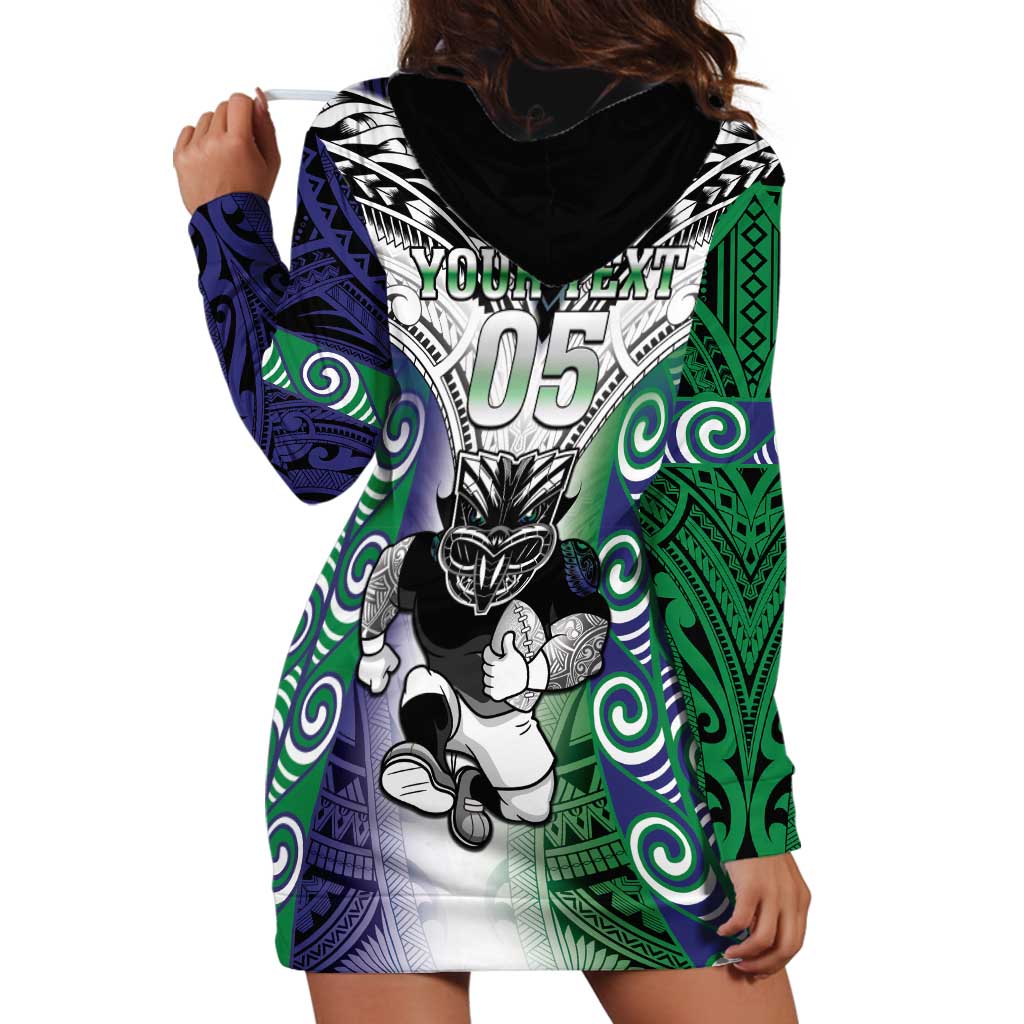 Custom New Zealand Warrior Hoodie Dress Maori Tribal Pattern LT05 - Polynesian Pride
