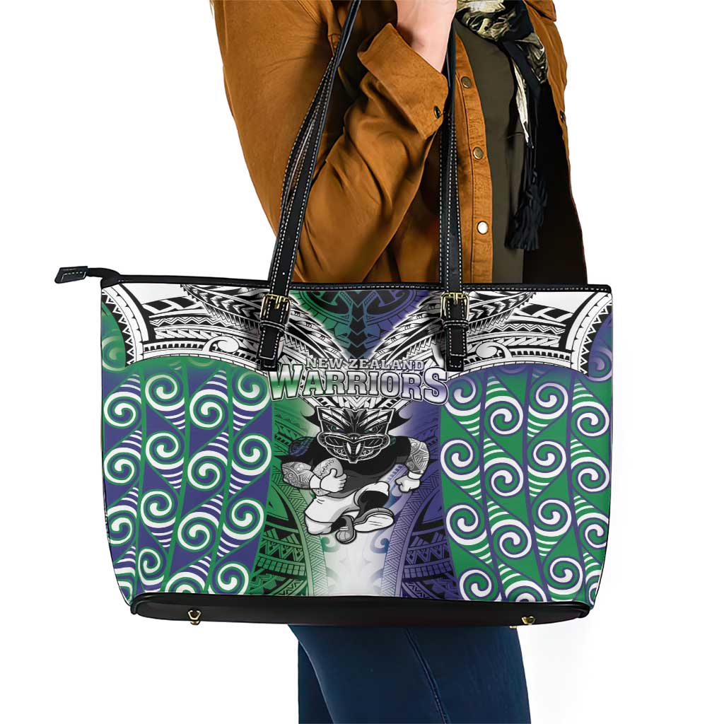 New Zealand Warrior Leather Tote Bag Maori Tribal Pattern LT05 - Polynesian Pride