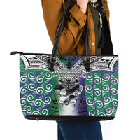 New Zealand Warrior Leather Tote Bag Maori Tribal Pattern LT05 - Polynesian Pride