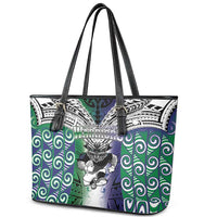 New Zealand Warrior Leather Tote Bag Maori Tribal Pattern LT05 - Polynesian Pride
