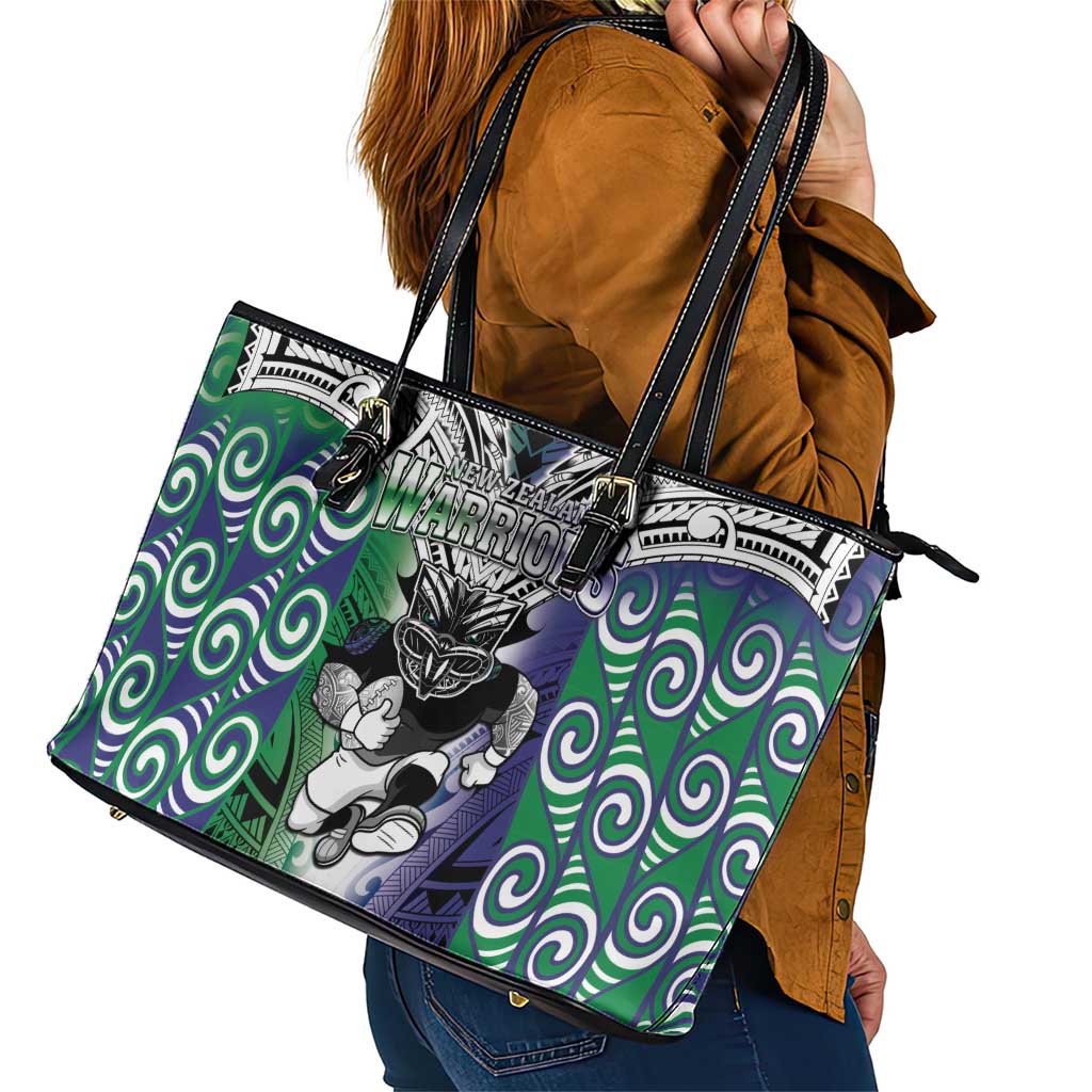 New Zealand Warrior Leather Tote Bag Maori Tribal Pattern LT05 - Polynesian Pride