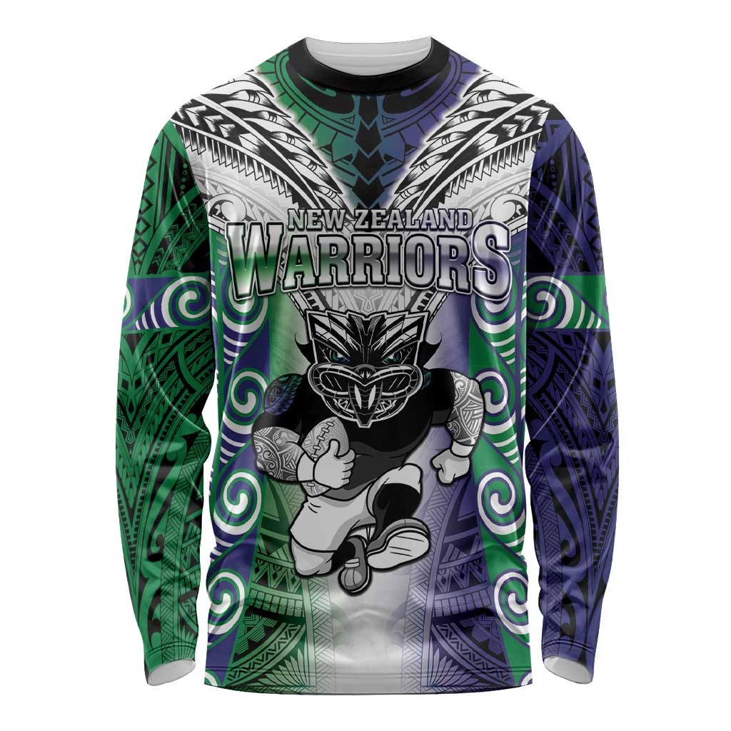 Custom New Zealand Warrior Long Sleeve Shirt Maori Tribal Pattern