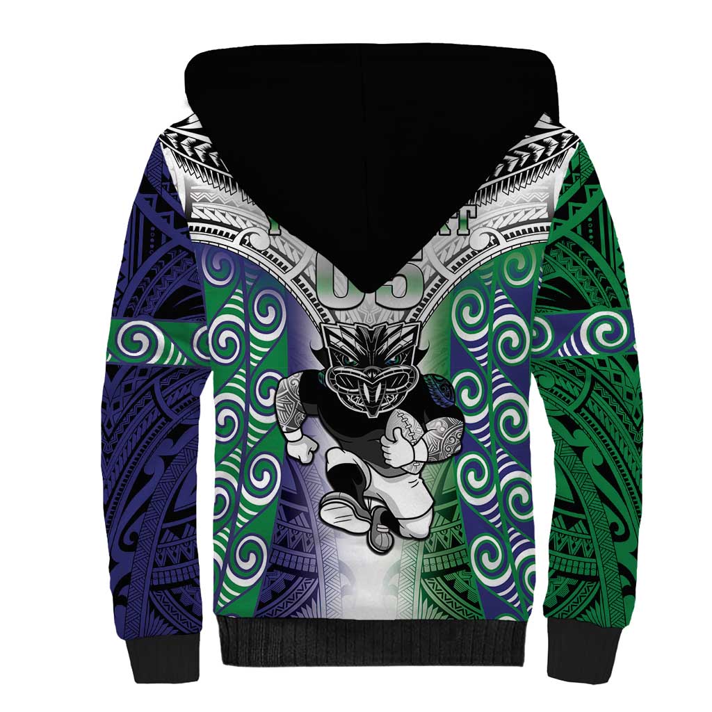 Custom New Zealand Warrior Sherpa Hoodie Maori Tribal Pattern LT05 - Polynesian Pride