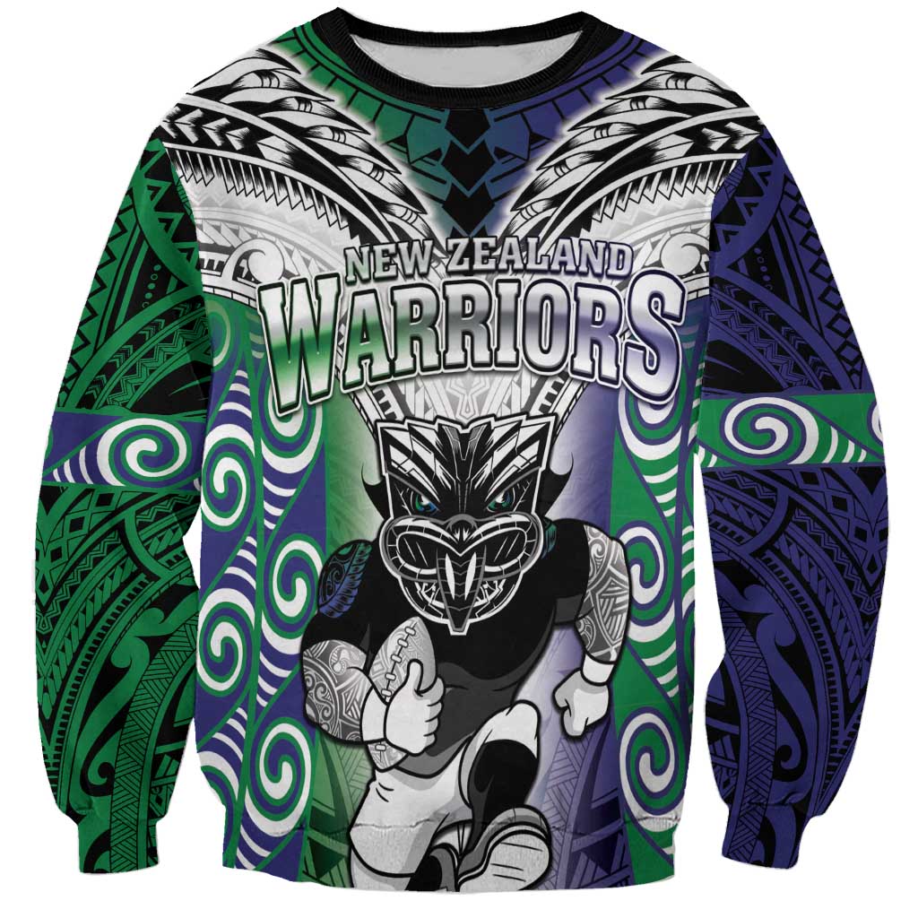 Custom New Zealand Warrior Sweatshirt Maori Tribal Pattern LT05 Unisex Green - Polynesian Pride