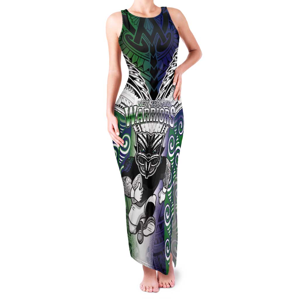 Custom New Zealand Warrior Tank Maxi Dress Maori Tribal Pattern LT05 Women Green - Polynesian Pride