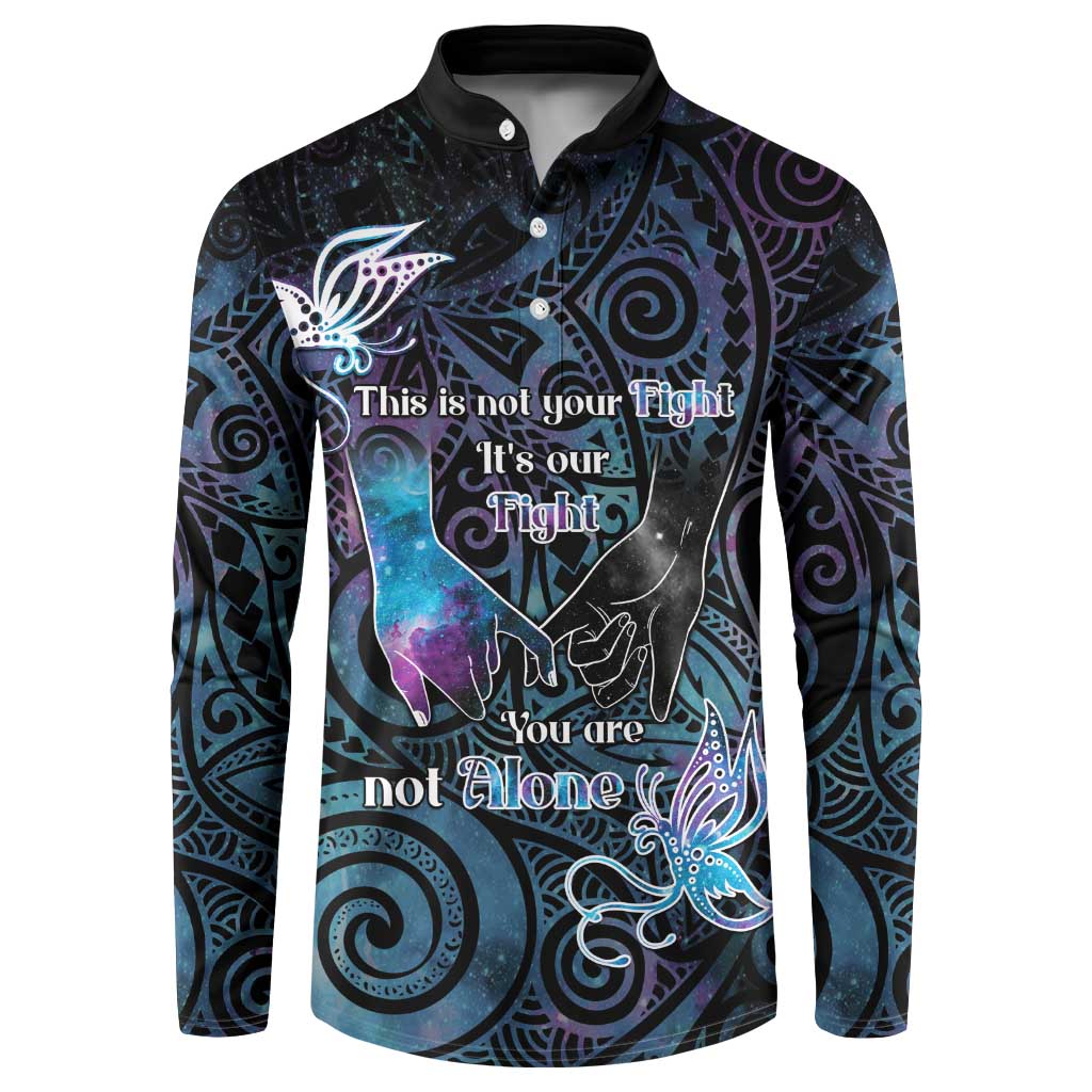 Suicide Awareness Button Sweatshirt You Are Not Alone - Polynesian Pride